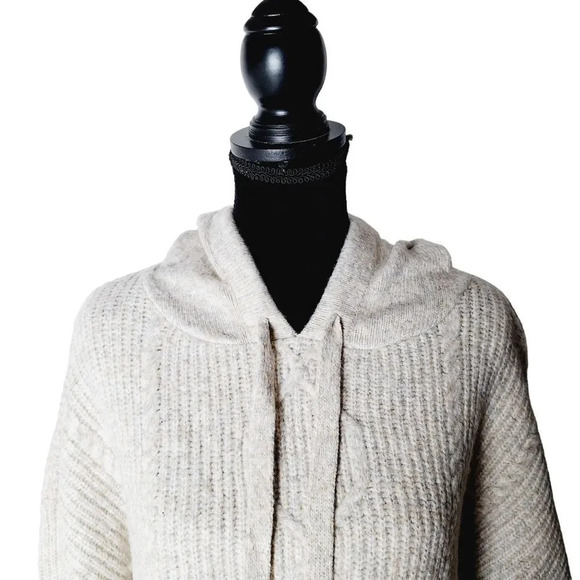 ASOS Women 14 Gray Grey Premium Lounge Cozy Cable Knit Pullover Hoodie Sweater - Picture 2 of 11